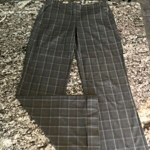 Bebe Flare Wide Leg cuffed Plaid Trousers